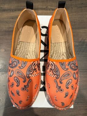 Kenzo Orange Canvas Bandana Print Espadrilles